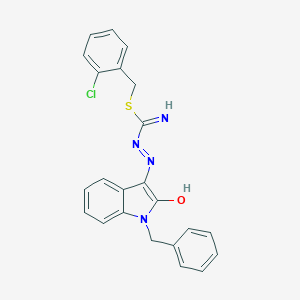molecular formula C23H19ClN4OS B420143 2-chlorobenzyl 2-(1-benzyl-2-oxo-1,2-dihydro-3H-indol-3-ylidene)hydrazinecarbimidothioate 