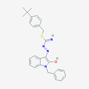 molecular formula C27H28N4OS B420144 4-tert-butylbenzyl 2-(1-benzyl-2-oxo-1,2-dihydro-3H-indol-3-ylidene)hydrazinecarbimidothioate 