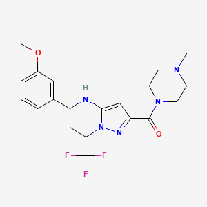 molecular formula C20H24F3N5O2 B4201446 5-(3-methoxyphenyl)-2-[(4-methyl-1-piperazinyl)carbonyl]-7-(trifluoromethyl)-4,5,6,7-tetrahydropyrazolo[1,5-a]pyrimidine 