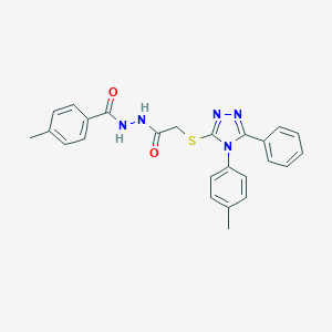 molecular formula C25H23N5O2S B420145 4-methyl-N'-[2-[[4-(4-methylphenyl)-5-phenyl-1,2,4-triazol-3-yl]sulfanyl]acetyl]benzohydrazide 