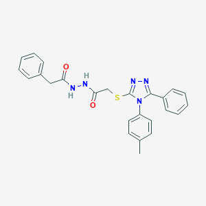 molecular formula C25H23N5O2S B420147 2-{[4-(4-methylphenyl)-5-phenyl-4H-1,2,4-triazol-3-yl]sulfanyl}-N'-(phenylacetyl)acetohydrazide 