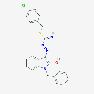 molecular formula C23H19ClN4OS B420148 4-chlorobenzyl 2-(1-benzyl-2-oxo-1,2-dihydro-3H-indol-3-ylidene)hydrazinecarbimidothioate 