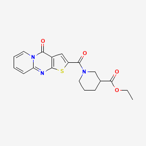 Ethyl 1-(2-oxo-6-thia-1,8-diazatricyclo[7.4.0.03,7]trideca-3(7),4,8,10,12-pentaene-5-carbonyl)piperidine-3-carboxylate