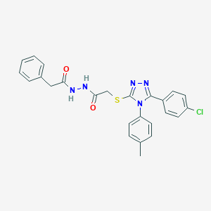 molecular formula C25H22ClN5O2S B420155 2-{[5-(4-chlorophenyl)-4-(4-methylphenyl)-4H-1,2,4-triazol-3-yl]sulfanyl}-N'-(phenylacetyl)acetohydrazide 