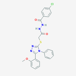 molecular formula C24H20ClN5O3S B420157 N'-(4-chlorobenzoyl)-2-{[5-(2-methoxyphenyl)-4-phenyl-4H-1,2,4-triazol-3-yl]sulfanyl}acetohydrazide 