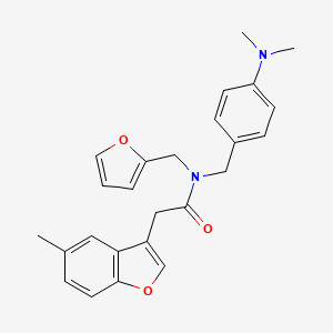 molecular formula C25H26N2O3 B4201592 N-{[4-(DIMETHYLAMINO)PHENYL]METHYL}-N-[(FURAN-2-YL)METHYL]-2-(5-METHYL-1-BENZOFURAN-3-YL)ACETAMIDE 