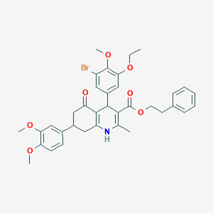 2-Phenylethyl 4-(3-bromo-5-ethoxy-4-methoxyphenyl)-7-(3,4-dimethoxyphenyl)-2-methyl-5-oxo-1,4,5,6,7,8-hexahydro-3-quinolinecarboxylate