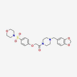 molecular formula C24H29N3O7S B4201643 4-[(4-{2-[4-(1,3-benzodioxol-5-ylmethyl)-1-piperazinyl]-2-oxoethoxy}phenyl)sulfonyl]morpholine 