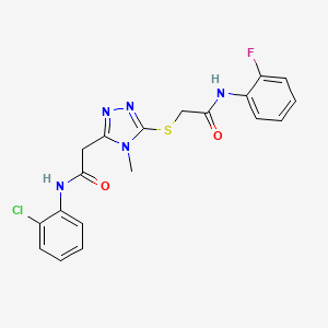 molecular formula C19H17ClFN5O2S B4201645 2-[(5-{2-[(2-chlorophenyl)amino]-2-oxoethyl}-4-methyl-4H-1,2,4-triazol-3-yl)sulfanyl]-N-(2-fluorophenyl)acetamide 