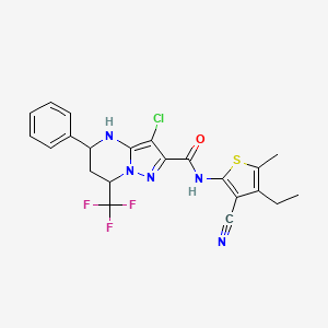 3-chloro-N-(3-cyano-4-ethyl-5-methyl-2-thienyl)-5-phenyl-7-(trifluoromethyl)-4,5,6,7-tetrahydropyrazolo[1,5-a]pyrimidine-2-carboxamide