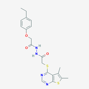 molecular formula C20H22N4O3S2 B420168 (4-Ethyl-phenoxy)-acetic acid N'-[2-(5,6-dimethyl-thieno[2,3-d]pyrimidin-4-ylsulfanyl)-acetyl]-hydrazide 