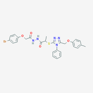 molecular formula C27H26BrN5O4S B420169 N'-[2-(4-bromophenoxy)acetyl]-2-[[5-[(4-methylphenoxy)methyl]-4-phenyl-1,2,4-triazol-3-yl]sulfanyl]propanehydrazide 