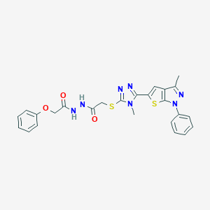 2-{[4-methyl-5-(3-methyl-1-phenyl-1H-thieno[2,3-c]pyrazol-5-yl)-4H-1,2,4-triazol-3-yl]sulfanyl}-N'-(phenoxyacetyl)acetohydrazide