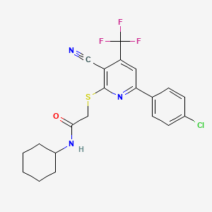 2-[6-(4-chlorophenyl)-3-cyano-4-(trifluoromethyl)pyridin-2-yl]sulfanyl-N-cyclohexylacetamide