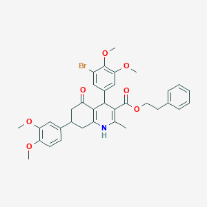 molecular formula C35H36BrNO7 B420171 2-Phenylethyl 4-(3-bromo-4,5-dimethoxyphenyl)-7-(3,4-dimethoxyphenyl)-2-methyl-5-oxo-1,4,5,6,7,8-hexahydro-3-quinolinecarboxylate 