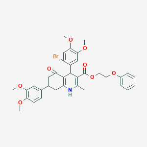 2-Phenoxyethyl 4-(2-bromo-4,5-dimethoxyphenyl)-7-(3,4-dimethoxyphenyl)-2-methyl-5-oxo-1,4,5,6,7,8-hexahydro-3-quinolinecarboxylate
