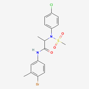 molecular formula C17H18BrClN2O3S B4201733 N~1~-(4-bromo-3-methylphenyl)-N~2~-(4-chlorophenyl)-N~2~-(methylsulfonyl)alaninamide 