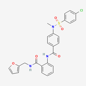 molecular formula C26H22ClN3O5S B4201753 2-({4-[[(4-chlorophenyl)sulfonyl](methyl)amino]benzoyl}amino)-N-(2-furylmethyl)benzamide 