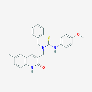 molecular formula C26H25N3O2S B420178 1-benzyl-3-(4-methoxyphenyl)-1-[(6-methyl-2-oxo-1H-quinolin-3-yl)methyl]thiourea 