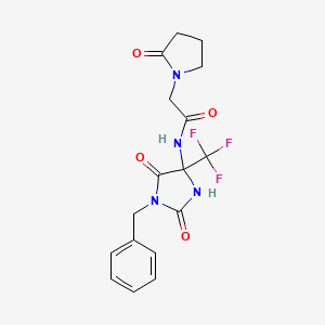 molecular formula C17H17F3N4O4 B4201802 N-[1-benzyl-2,5-dioxo-4-(trifluoromethyl)-4-imidazolidinyl]-2-(2-oxo-1-pyrrolidinyl)acetamide 