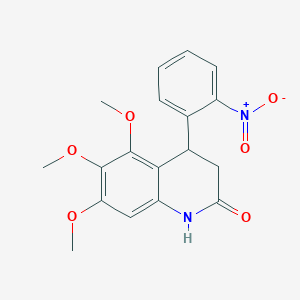 molecular formula C18H18N2O6 B4201811 5,6,7-trimethoxy-4-(2-nitrophenyl)-3,4-dihydroquinolin-2(1H)-one 