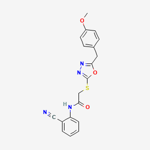 molecular formula C19H16N4O3S B4201816 N-(2-cyanophenyl)-2-{[5-(4-methoxybenzyl)-1,3,4-oxadiazol-2-yl]thio}acetamide 