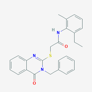 molecular formula C26H25N3O2S B420182 2-[(3-benzyl-4-oxo-3,4-dihydro-2-quinazolinyl)sulfanyl]-N-(2-ethyl-6-methylphenyl)acetamide 