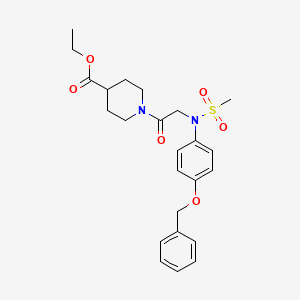 molecular formula C24H30N2O6S B4201825 ethyl 1-[N-[4-(benzyloxy)phenyl]-N-(methylsulfonyl)glycyl]-4-piperidinecarboxylate 