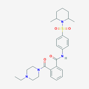 molecular formula C27H36N4O4S B4201861 N-{4-[(2,6-dimethyl-1-piperidinyl)sulfonyl]phenyl}-2-[(4-ethyl-1-piperazinyl)carbonyl]benzamide 