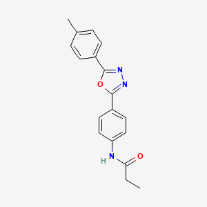 molecular formula C18H17N3O2 B4201873 N-{4-[5-(4-methylphenyl)-1,3,4-oxadiazol-2-yl]phenyl}propanamide 