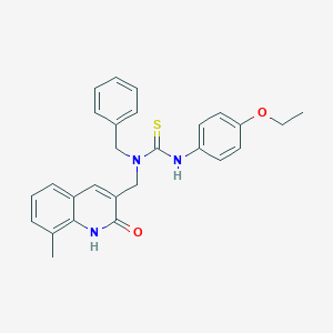molecular formula C27H27N3O2S B420188 N-benzyl-N'-(4-ethoxyphenyl)-N-[(8-methyl-2-oxo-1,2-dihydro-3-quinolinyl)methyl]thiourea 