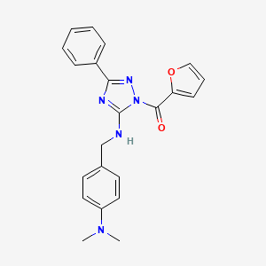 molecular formula C22H21N5O2 B4201972 [5-[[4-(Dimethylamino)phenyl]methylamino]-3-phenyl-1,2,4-triazol-1-yl]-(furan-2-yl)methanone 