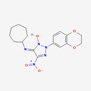 molecular formula C17H21N5O5 B4202099 N-cycloheptyl-2-(2,3-dihydro-1,4-benzodioxin-6-yl)-5-nitro-2H-1,2,3-triazol-4-amine 3-oxide 