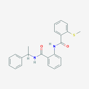 molecular formula C23H22N2O2S B4202171 2-(methylthio)-N-(2-{[(1-phenylethyl)amino]carbonyl}phenyl)benzamide 