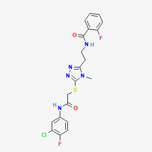 N-{2-[5-({2-[(3-chloro-4-fluorophenyl)amino]-2-oxoethyl}thio)-4-methyl-4H-1,2,4-triazol-3-yl]ethyl}-2-fluorobenzamide