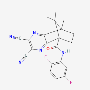 4,5-dicyano-N-(2,5-difluorophenyl)-8,11,11-trimethyl-3,6-diazatricyclo[6.2.1.0~2,7~]undeca-2,4,6-triene-1-carboxamide