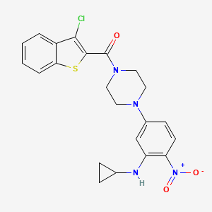 molecular formula C22H21ClN4O3S B4202551 (5-{4-[(3-chloro-1-benzothien-2-yl)carbonyl]-1-piperazinyl}-2-nitrophenyl)cyclopropylamine 