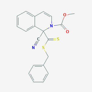 molecular formula C20H16N2O2S2 B420262 methyl 1-[(benzylsulfanyl)carbothioyl]-1-cyano-2(1H)-isoquinolinecarboxylate 