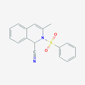 molecular formula C17H14N2O2S B420264 3-Methyl-2-(phenylsulfonyl)-1,2-dihydro-1-isoquinolinecarbonitrile 