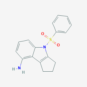 molecular formula C17H16N2O2S B420273 4-(Phenylsulfonyl)-1,2,3,4-tetrahydrocyclopenta[b]indol-8-amine 