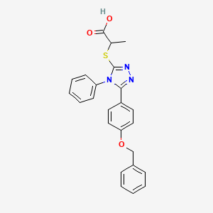 molecular formula C24H21N3O3S B4202814 2-({5-[4-(benzyloxy)phenyl]-4-phenyl-4H-1,2,4-triazol-3-yl}thio)propanoic acid 