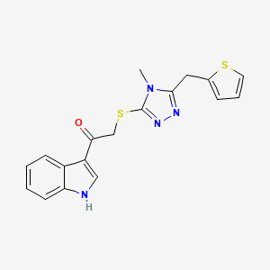 molecular formula C18H16N4OS2 B4202939 1-(1H-INDOL-3-YL)-2-({4-METHYL-5-[(THIOPHEN-2-YL)METHYL]-4H-1,2,4-TRIAZOL-3-YL}SULFANYL)ETHAN-1-ONE 