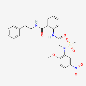 molecular formula C25H26N4O7S B4202949 2-{[N-(2-methoxy-5-nitrophenyl)-N-(methylsulfonyl)glycyl]amino}-N-(2-phenylethyl)benzamide 