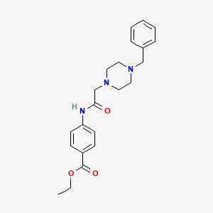 molecular formula C22H27N3O3 B4202958 ethyl 4-{[(4-benzyl-1-piperazinyl)acetyl]amino}benzoate 