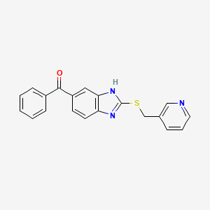 molecular formula C20H15N3OS B4203002 5-BENZOYL-2-{[(PYRIDIN-3-YL)METHYL]SULFANYL}-1H-1,3-BENZODIAZOLE 