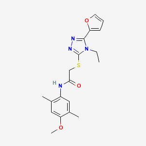 molecular formula C19H22N4O3S B4203062 2-{[4-ethyl-5-(2-furyl)-4H-1,2,4-triazol-3-yl]thio}-N-(4-methoxy-2,5-dimethylphenyl)acetamide 