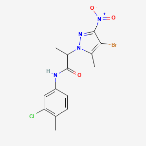 molecular formula C14H14BrClN4O3 B4203140 2-(4-bromo-5-methyl-3-nitropyrazol-1-yl)-N-(3-chloro-4-methylphenyl)propanamide 