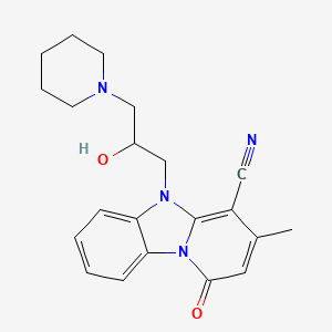 molecular formula C21H24N4O2 B4203215 5-[2-Hydroxy-3-(piperidin-1-yl)propyl]-3-methyl-1-oxo-1,5-dihydropyrido[1,2-a]benzimidazole-4-carbonitrile 