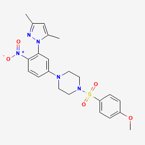 molecular formula C22H25N5O5S B4203247 1-[3-(3,5-dimethyl-1H-pyrazol-1-yl)-4-nitrophenyl]-4-[(4-methoxyphenyl)sulfonyl]piperazine 