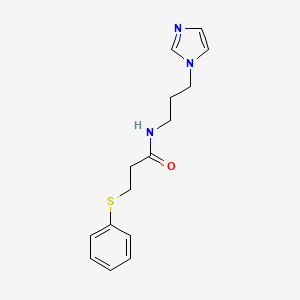 molecular formula C15H19N3OS B4203339 N-(3-imidazol-1-ylpropyl)-3-phenylsulfanylpropanamide 